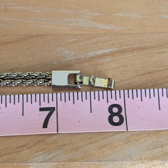 Gold Tone White Red Small Stone Bracelet Two Strand Preppy Classic Quiet Luxury - Picture 9 of 11